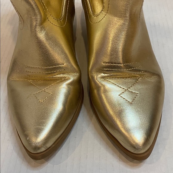 GOLD BLAZING Soda Cowboy Western Stitched Ankle Boots Pointy Toe Booties Size 8 - Picture 7 of 17